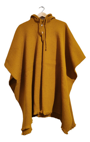 Poncho  Artesanal Alpaca Invierno Con Gorro  #coco 02