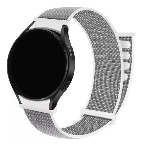 Pulseira Nylon Loop Compatível Com Galaxy Watch 4 40mm Cor Cinza/Branco