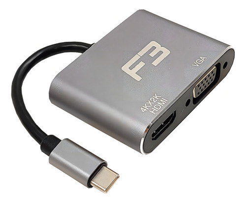 Adaptador conversor tipo C P/ Hdmi 4k/2K+ Vga F3