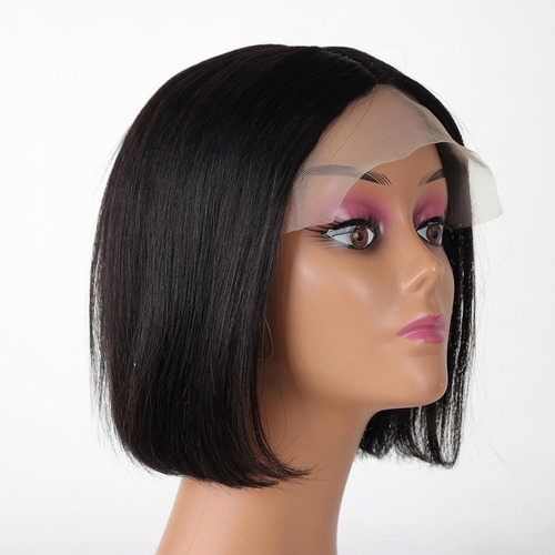 . Peluca De Cabello Humano Corto Bob Suave 25cm #1b R