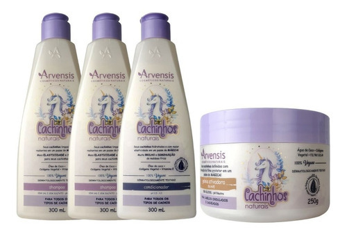 Kit Arvensis Cachinhos 2 Shampoo + 1 Cond. + 1 Geleia Suave
