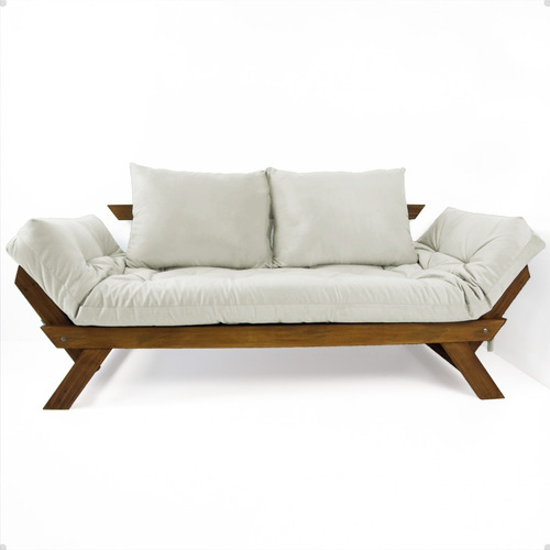 Sofá Japão Futon Acquablock Branco Off Madeira Imbuia