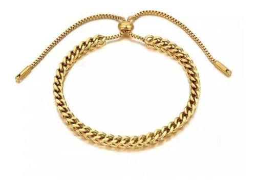 Brazalete Pulsera Trenza Cubana Bañada En Oro 18 Kilates