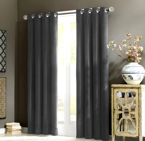 Juego De Cortinas Gruesa Blackout Terciopelo; 140x230cm