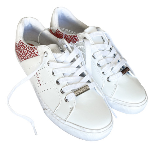 Tenis Tommy Hilfiguer Blancos Planos Casual Talla 5 Mx 25 Cm