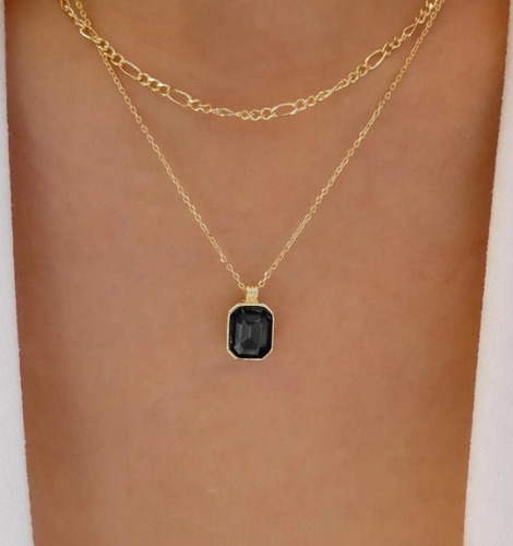 Collar A Capas Con Diamante De Imitacion Colgante Geometrico