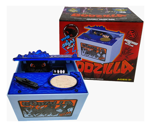 Hucha Grande Con Diseño De Dinosaurio Godzilla Azul Z