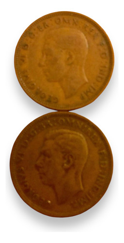 4 Monedas Inglaterra Cobre 1/2 Penny 1943, 44, 45 Y 46 (Usado)