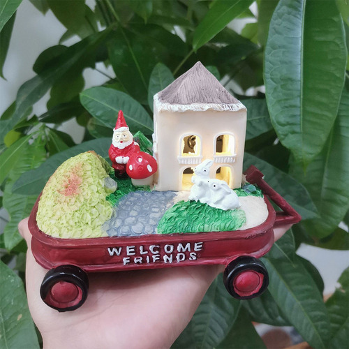 Estatua Solar Con Luz De Navidad, Escultura De Papá Noel Y C