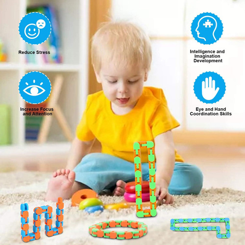 8 Piezas Wacky Tracks Snap Click Fidget Toys Para Niños Fing