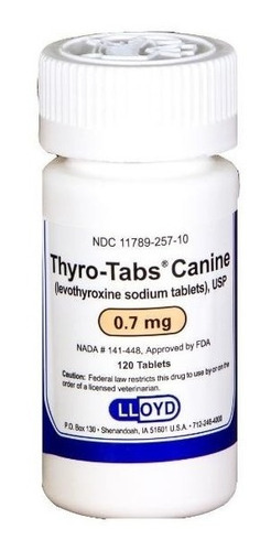 Imagen 1 de 3 de Thyrotabs Hipotiroidismo Perros 0,7mg X 120 Tabletas