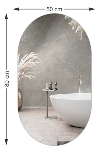 Espelho Oval Lapidado Decorativo Sala Banheiro Quarto 80x50 Moldura Sem moldura