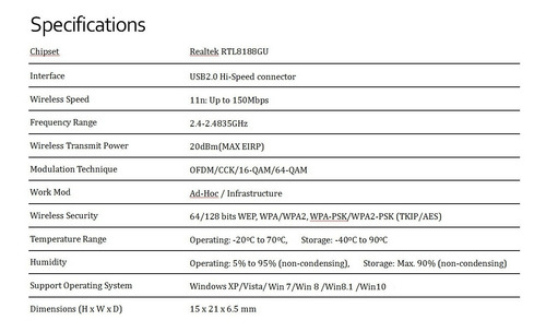 Adaptador Inalámbrico Usb2.0 Wifi De 100m 150mbps 2.4ghz