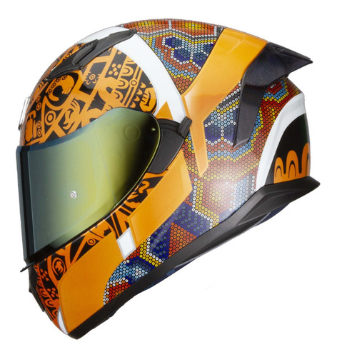 Hax Helmet Casco Cerrado, Serie Obsidian Huichol Gold