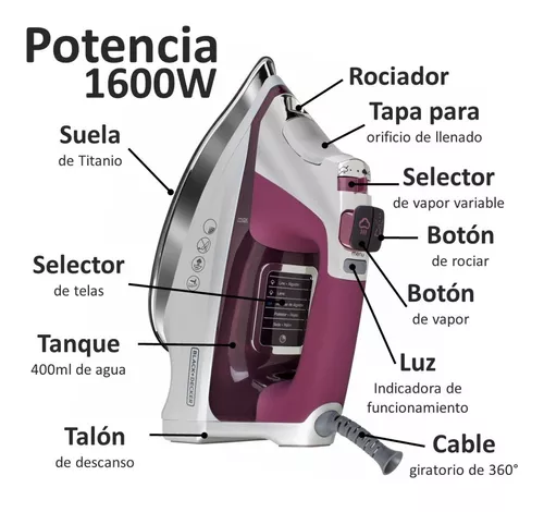 Comprar Plancha de Vapor Black + Decker con Suela de Titanio y