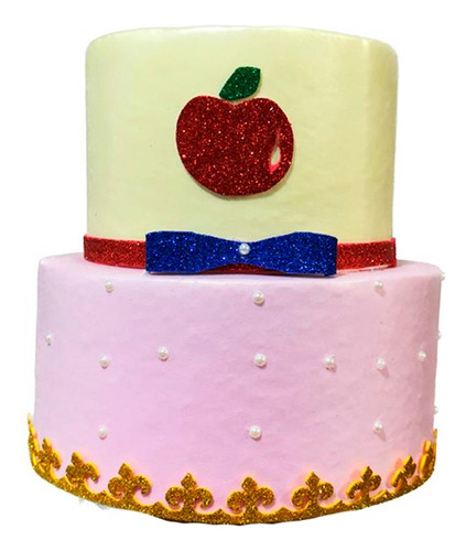 Bolo Fake Maquete Tema Princesas Candy Color 20x15 Cm
