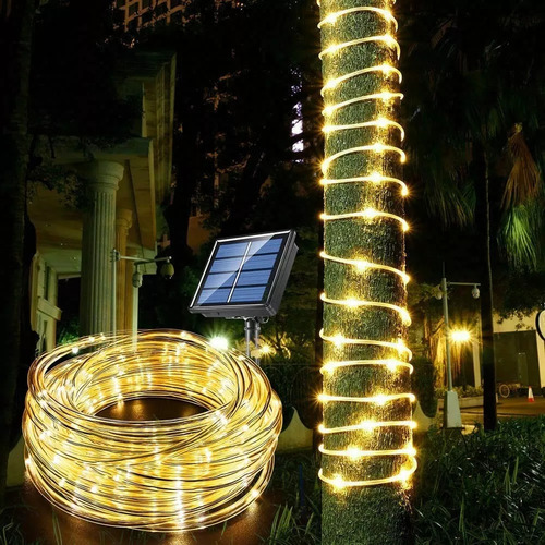 Manguera Solar Luces Led Luz Calida 100 Luces 10 Metros