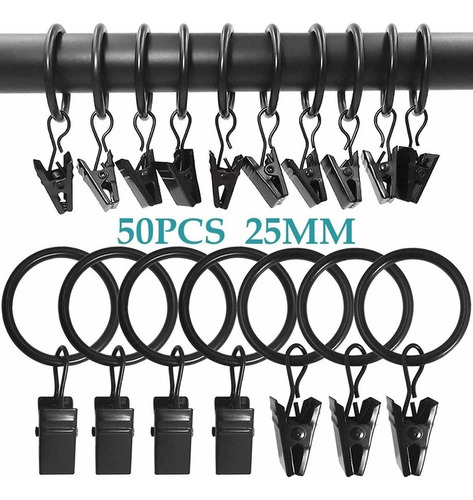 50 Argolas De Cortina De Metal Prendedores De Cortina 25mm