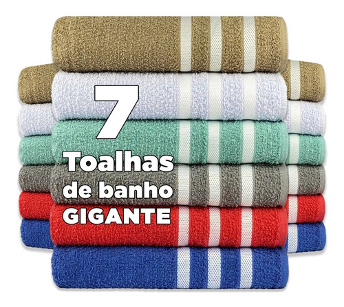 Kit Jogo 7 Toalhas Banho Gigante Grande Felpuda Grossa Linda