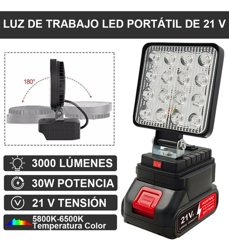 Auxtoo Linterna Lamparas Led Recargable Luz Trabajo Y Camping 4 Inch Negro Lampara Recargable Batería Para Construcción,Seguridad,Exteriores