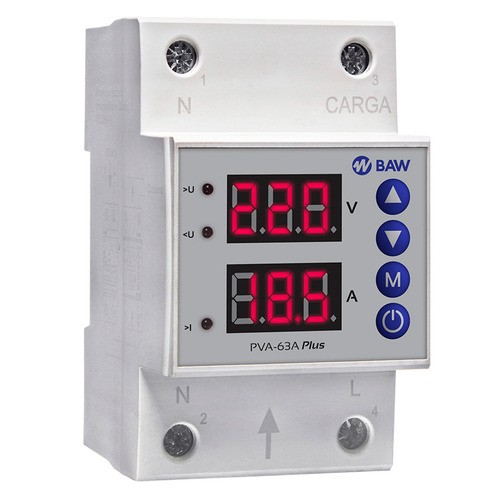 Imagen 4 de 4 de Protector Tension Baw Monofasico 63a Din Digital Volt Amper