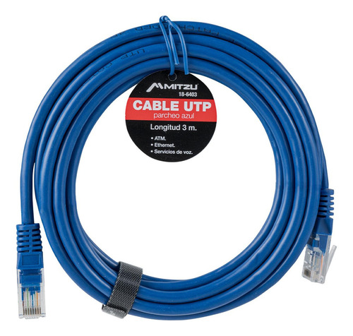 Cable De Red Mitzu 18-6403 Utp Azul 3m