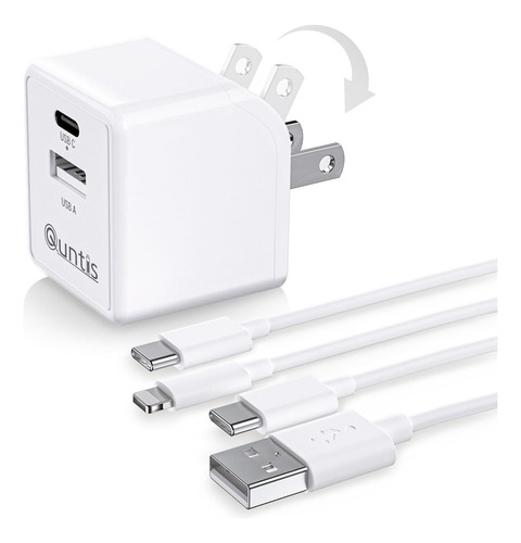 Quntis - Paquete De 2 Cargadores Usb A A C Y C A Lightning D