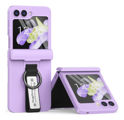 Fundas De Teléfono Spring Hinge Con Correa De Mano Y Anillo Para Samsung Galaxy Z Flip 6 5, Carcasa Resistente A Caídas