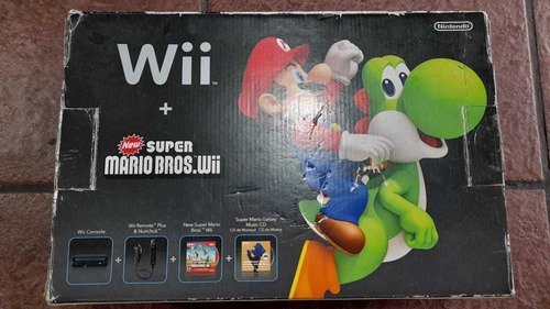 Nintendo Wii Negro No Retrocompatible Y Caja New Super Mario