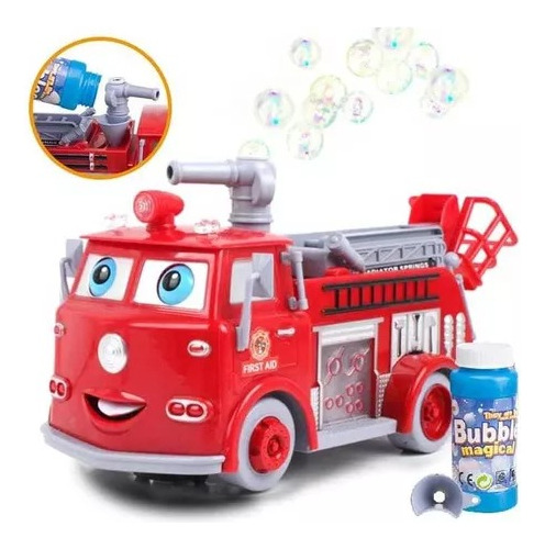 Lanza Burbujas Camion De Bombero Luz Sonido Juego Niños 