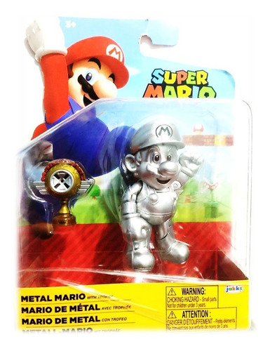 Figura Coleccion Mario Bros Color Metal Con Trofeo
