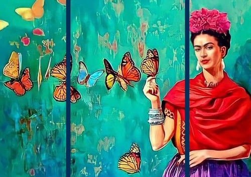 Cuadro Decorativo Frida Kahlo Pintura Arte En 3 Piezas 