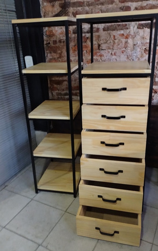 Imagen 3 de 3 de Mueble Guardado Cómoda Cajonera Industrial 6 Cajones Placard