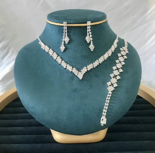 Juego De Joyas Para Novia Boda Pulsera Collar Y Aretes
