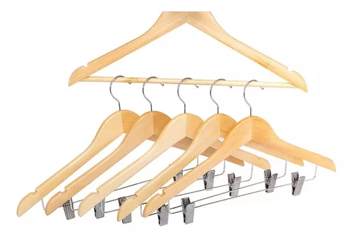  Juego de perchas para trajes, 10 piezas, clip especial sin  costuras, clip de madera fuerte de una palabra, adecuado para recortar  faldas de mujer, faldas, faldas largas y faldas cortas (color