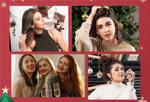 Pendientes Colgantes Navideños Para Mujer