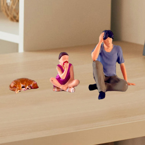 Modelo De Hombre Y Niña Sentado, Modelo De Personas