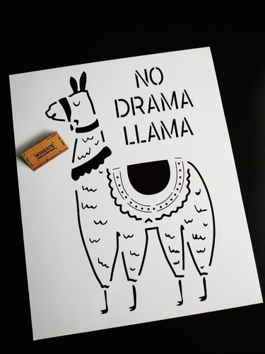 Stencil No Drama Llama Pared Cuadro Tela Deco 50x60 Anl907