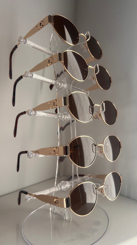 Gafas Lentes De Sol Ovaladas Importado Unisex Clásico Marrón Marrón Dorado Dorado