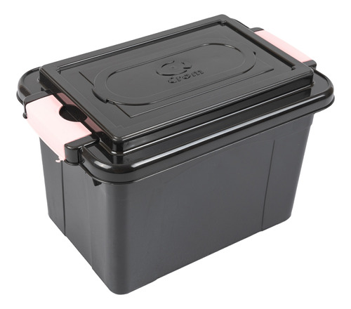 Caja Mediana 9.5l Hermetica Negra Con Traba Rosa Crom