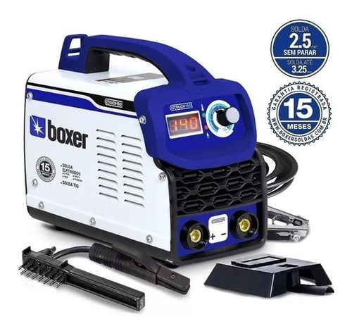 Máquina de solda inverter Boxer Touch 150 BV branca e azul 110V/220V