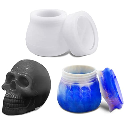 Moldes De Resina De Calavera 3d Y Moldes De Tarro De Re...