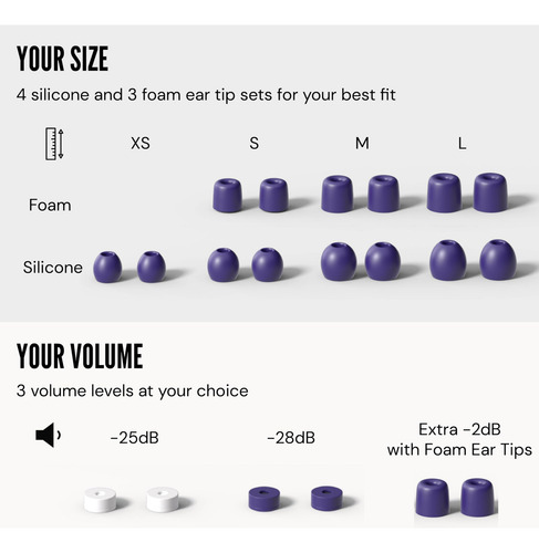 Tapones Para Dormir Calm Proteccion Oido Filtro 25db -morado