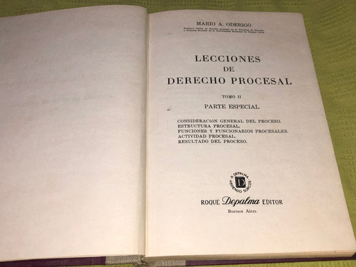 Lecciones De Derecho Procesal / Tomo Ii - Mario A. Oderigo (Usado)