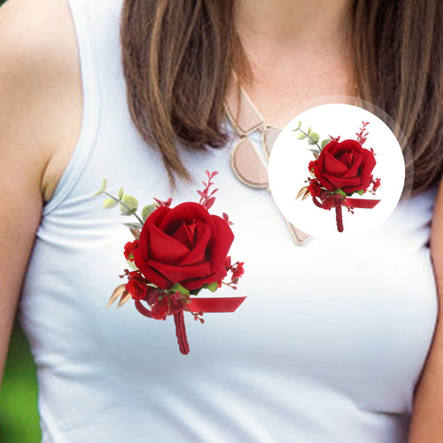 Ramillete De Boda Artificial Con Forma De Ojales Rosas Para