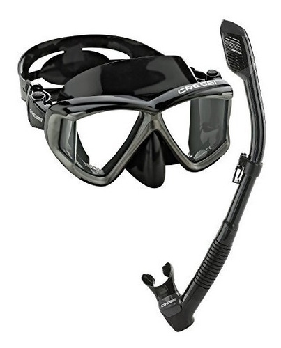 Imagen 1 de 1 de Cressi Panoramic Wide View Mask Dry Snorkel Set, Plata Negra
