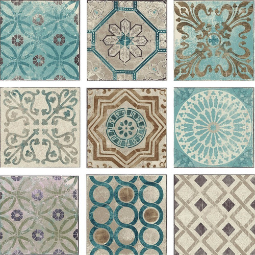 Vinilo Azulejo Mosaico Adhesivo 30x30 Piso X 10u Laminado Color Lisboa