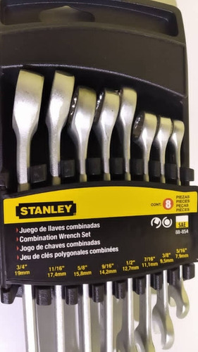 Juego De Llaves Combinadas Stanley 8 Pzas En Pulgadas 88-854