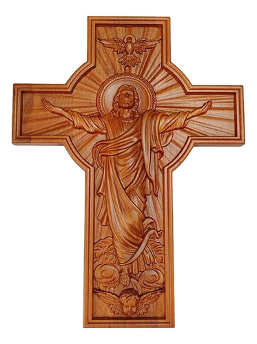 Crucifijo Jesús Arte De Pared De Madera 35x27x2,5cm