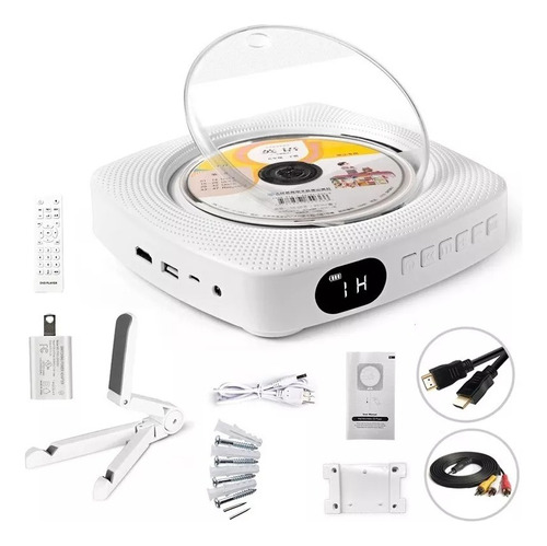 Leitor de CD e DVD Bluetooth para montagem em parede branco